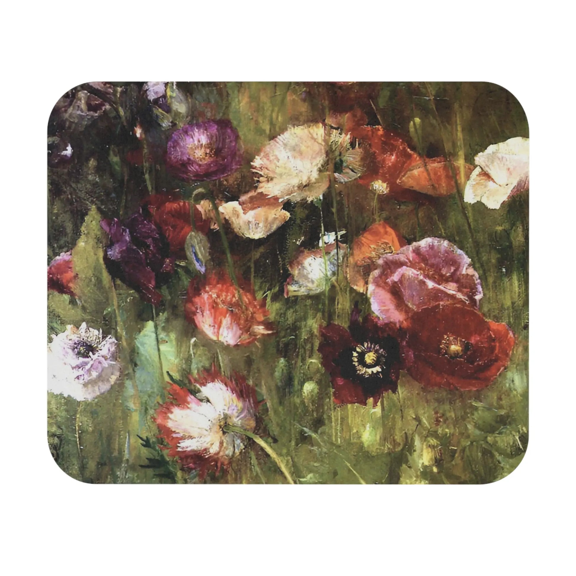Abstract Flower Mouse Pad with impressionist art design, desk and office decor showcasing artistic flower paintings.