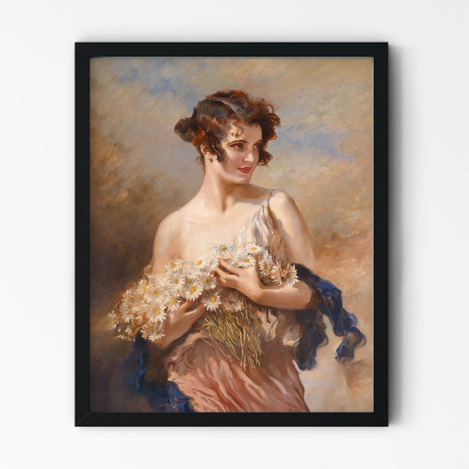 A Handfull of Flowers Art Print in Black Picture Frame