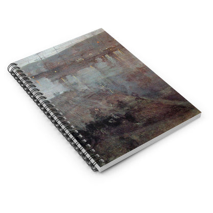Abstract Black and Gold Spiral Notebook Laying Flat on White Surface