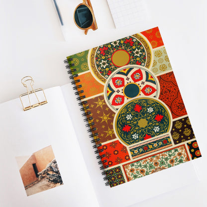 Abstract Floral Pattern Spiral Notebook Displayed on Desk