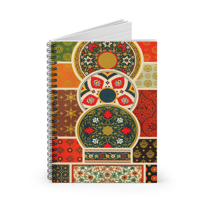 Abstract Floral Pattern Spiral Notebook Standing up on White Desk
