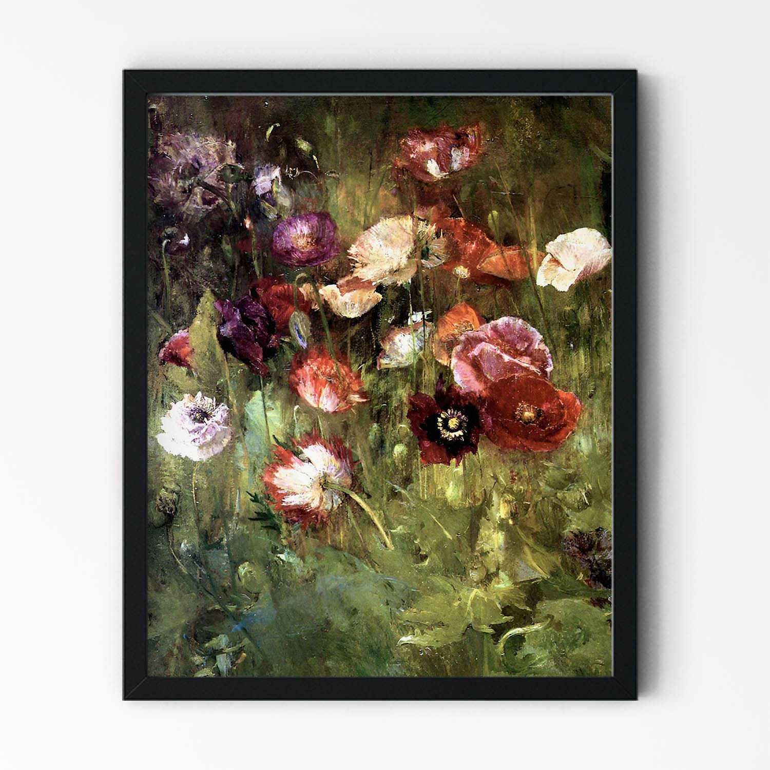 Abstract Flower Art Print in Black Picture Frame