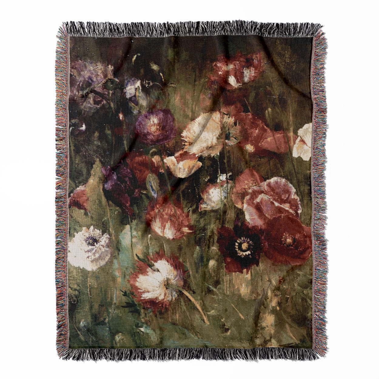 Abstract Flower Woven Blanket Hanging on a Wall as Framed Wall Art