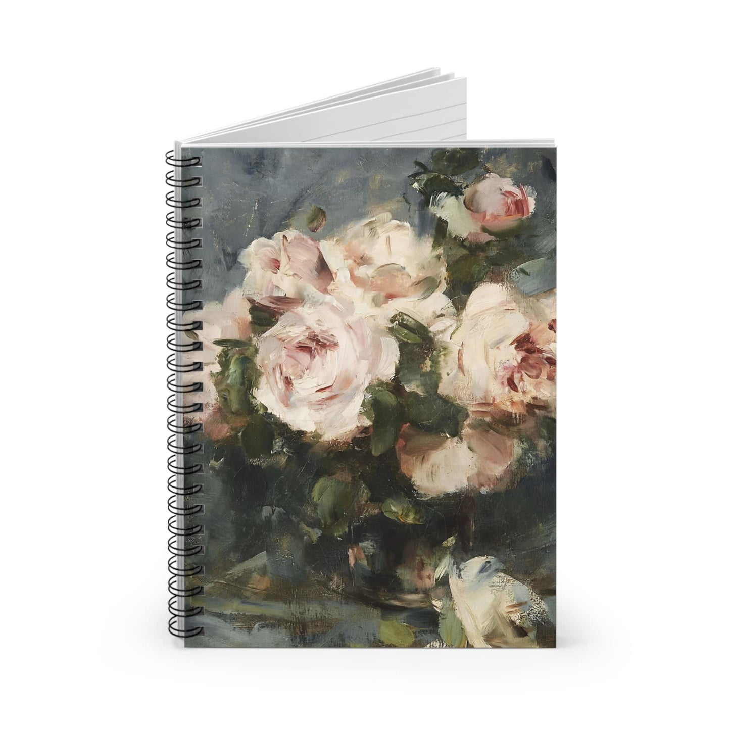 Abstract Flower Spiral Notebook Standing up on White Desk