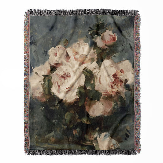 Abstract Flower woven throw blanket, crafted from 100% cotton, delivering a soft and cozy texture with abstract floral patterns for home decor.