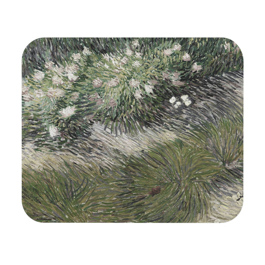 Sage Green Mouse Pad showcasing an abstract garden design, perfect for desk and office decor.