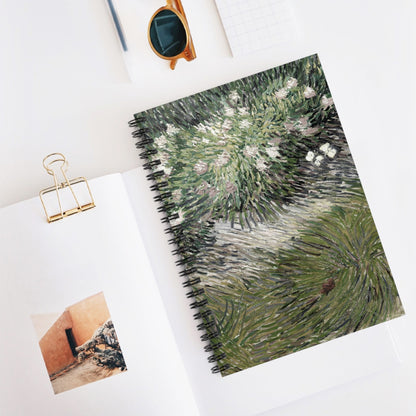 Abstract Garden Spiral Notebook Displayed on Desk