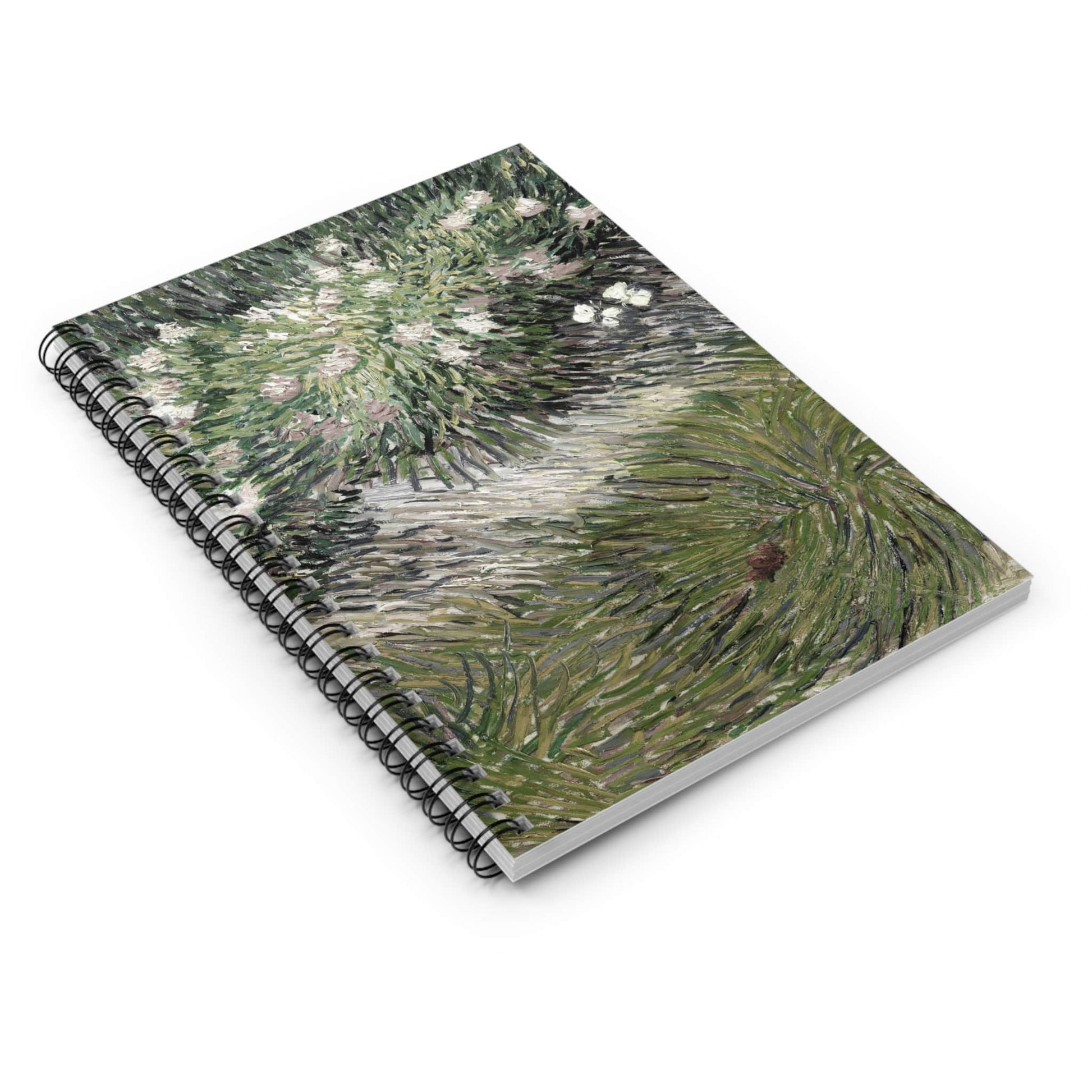 Abstract Garden Spiral Notebook Laying Flat on White Surface