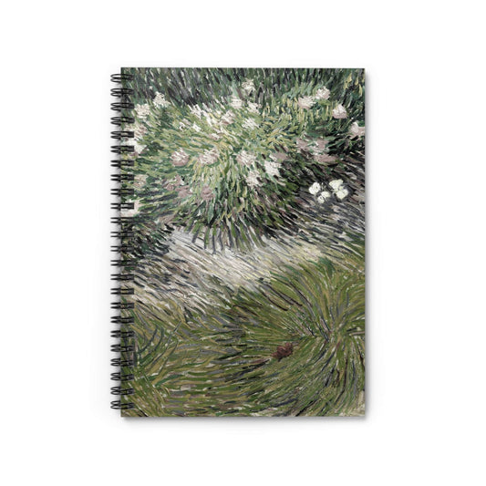 Sage Green Notebook with Abstract Garden cover, ideal for journaling and planning, showcasing beautiful abstract garden designs in sage green.