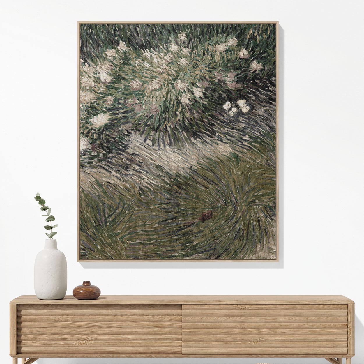 Abstract Garden Woven Blanket Hanging on a Wall as Framed Wall Art