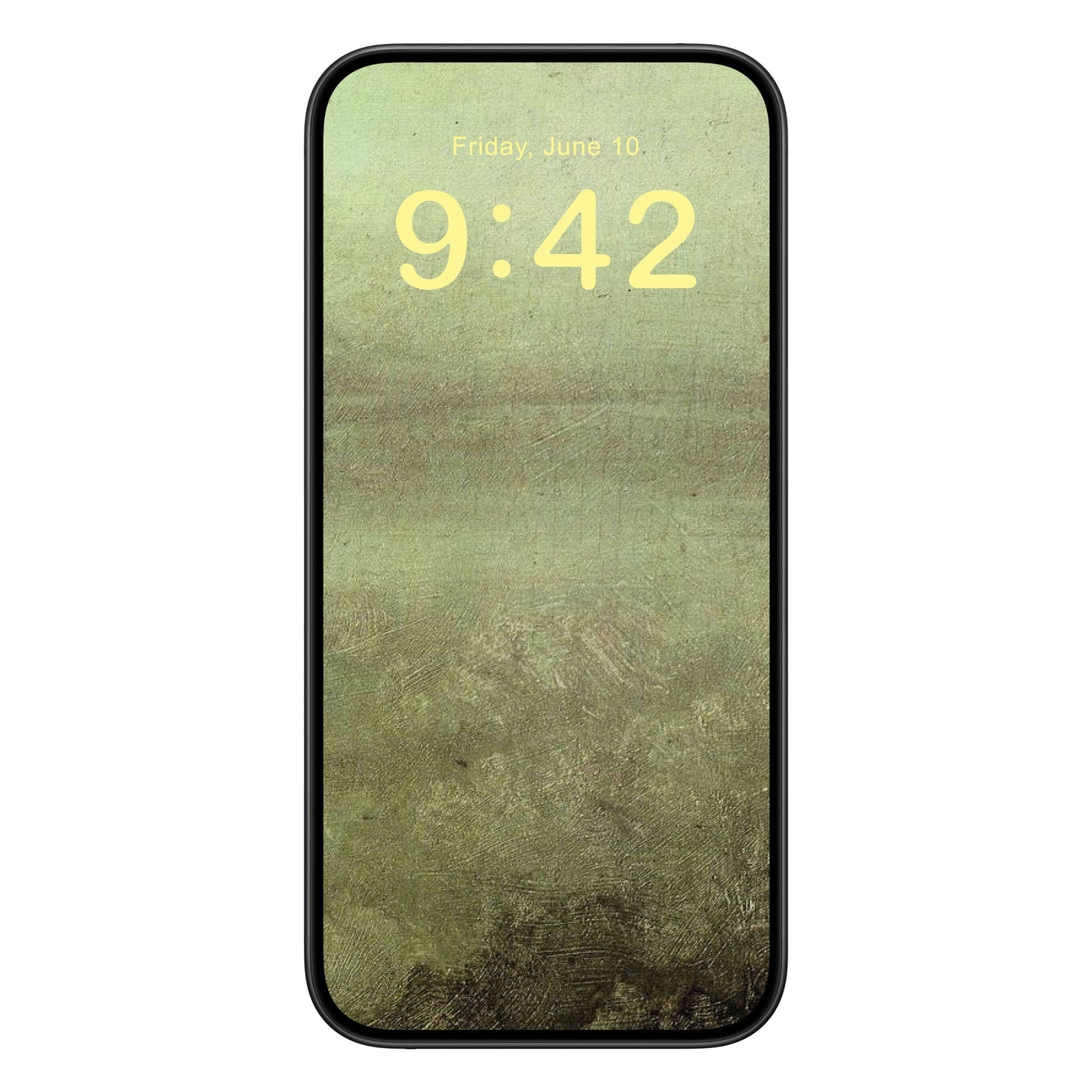 Abstract Green Painting Phone Wallpaper Yellow Text