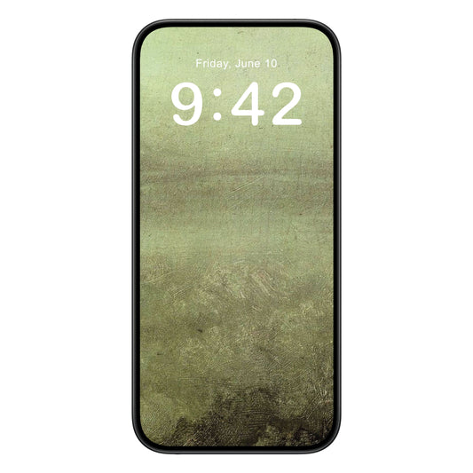 Abstract Green Painting phone wallpaper background with dark opal color design shown on a phone lock screen, instant download available.