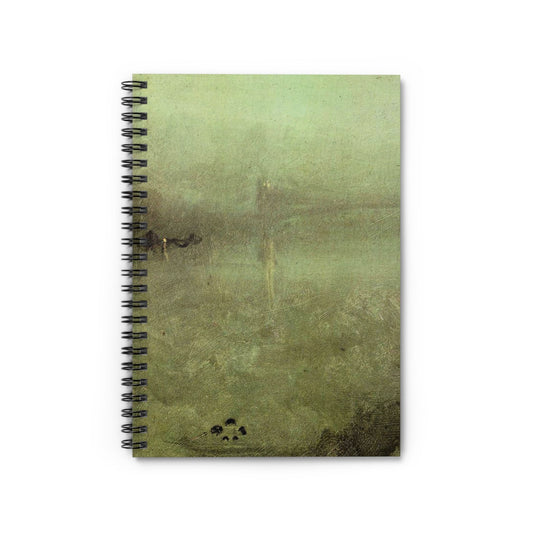 Abstract Green Painting Notebook with dark opal color cover, ideal for journals and planners, showcasing vibrant abstract green artwork.