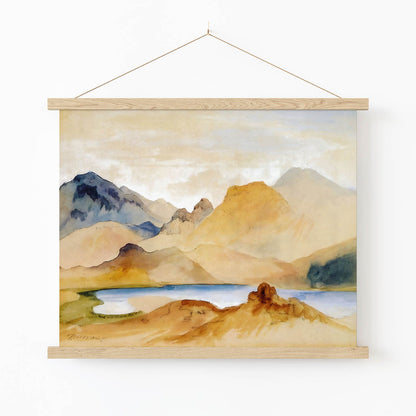 Nature Landscape Art Print in Wood Hanger Frame on Wall