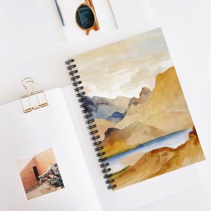 Abstract Mountains Spiral Notebook Displayed on Desk