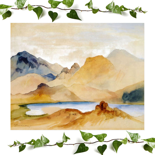 Abstract mountain art print featuring landscapes, ideal for vintage wall art decor.