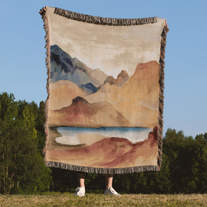 Abstract Mountains Woven Blanket | Landscapes | Cozy Cotton Throw Blanket