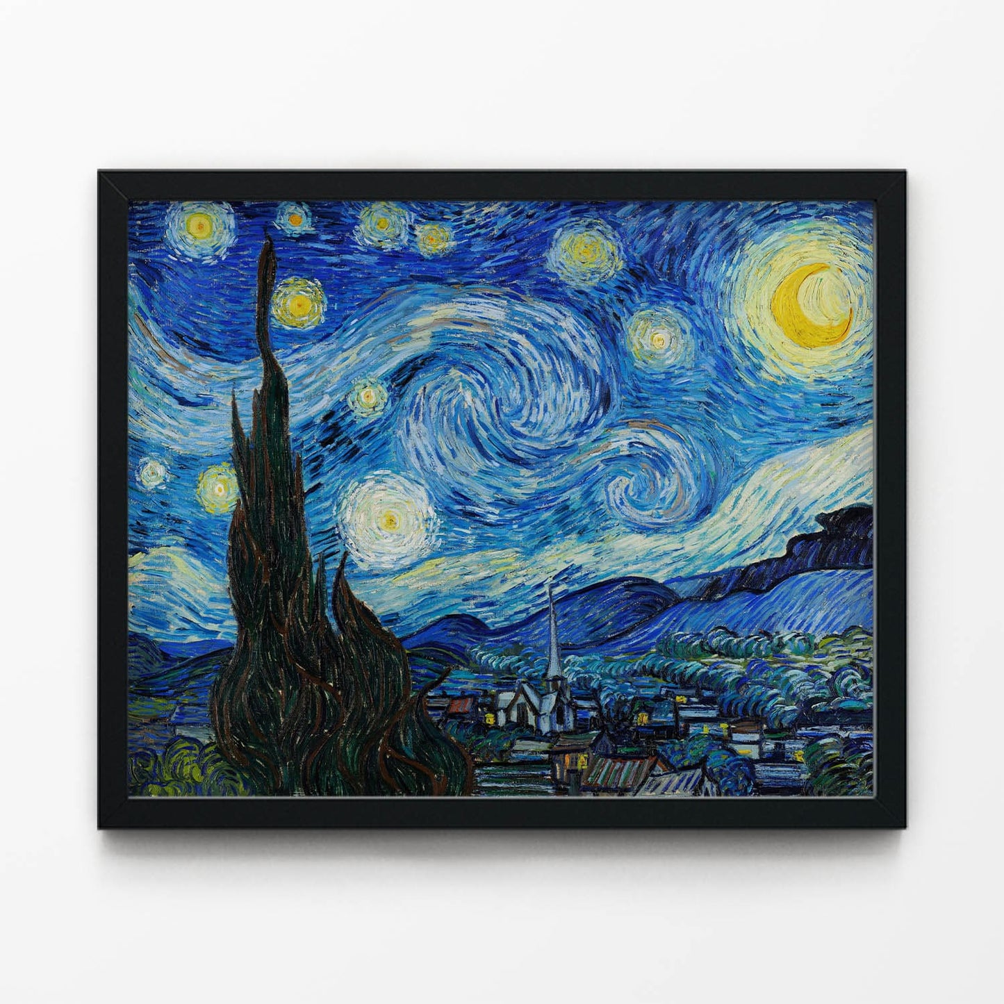 Abstract Night Sky Painting Art Print in Black Picture Frame