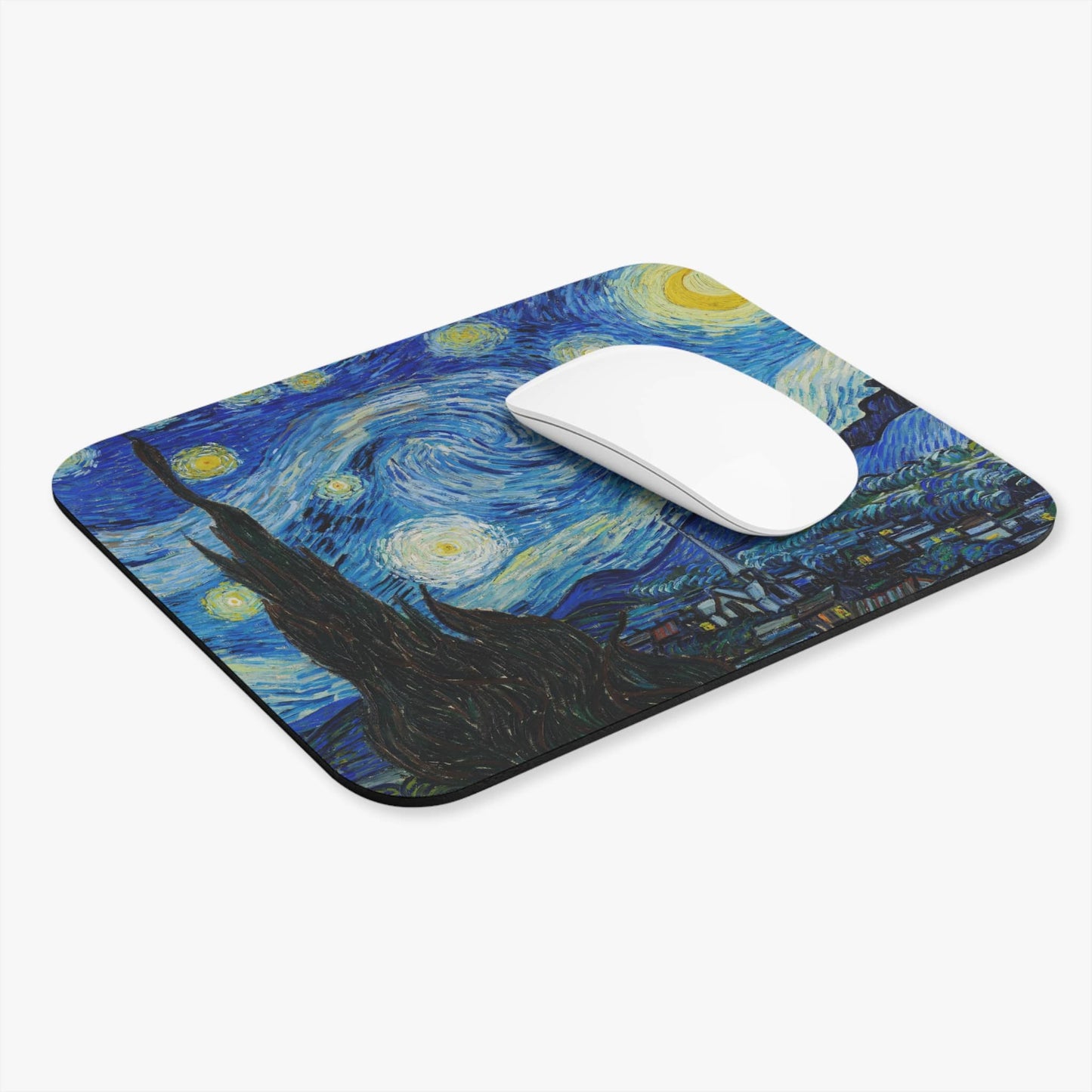 Abstract Night Sky Painting Computer Desk Mouse Pad With White Mouse