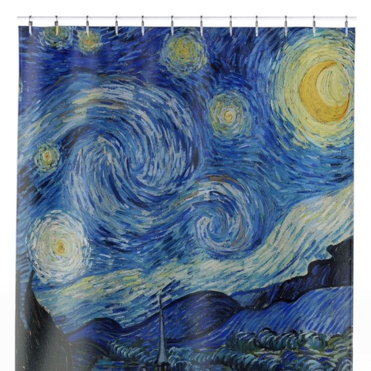 Abstract Night Sky Painting Shower Curtain Close Up, Abstract Shower Curtains