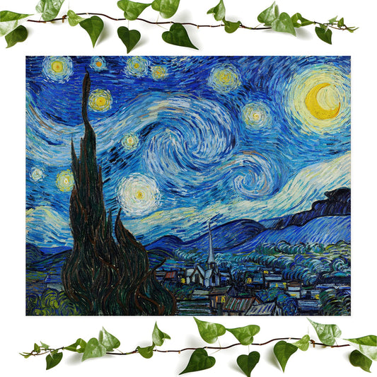 The Starry Night art prints featuring a van gogh painting, vintage wall art room decor