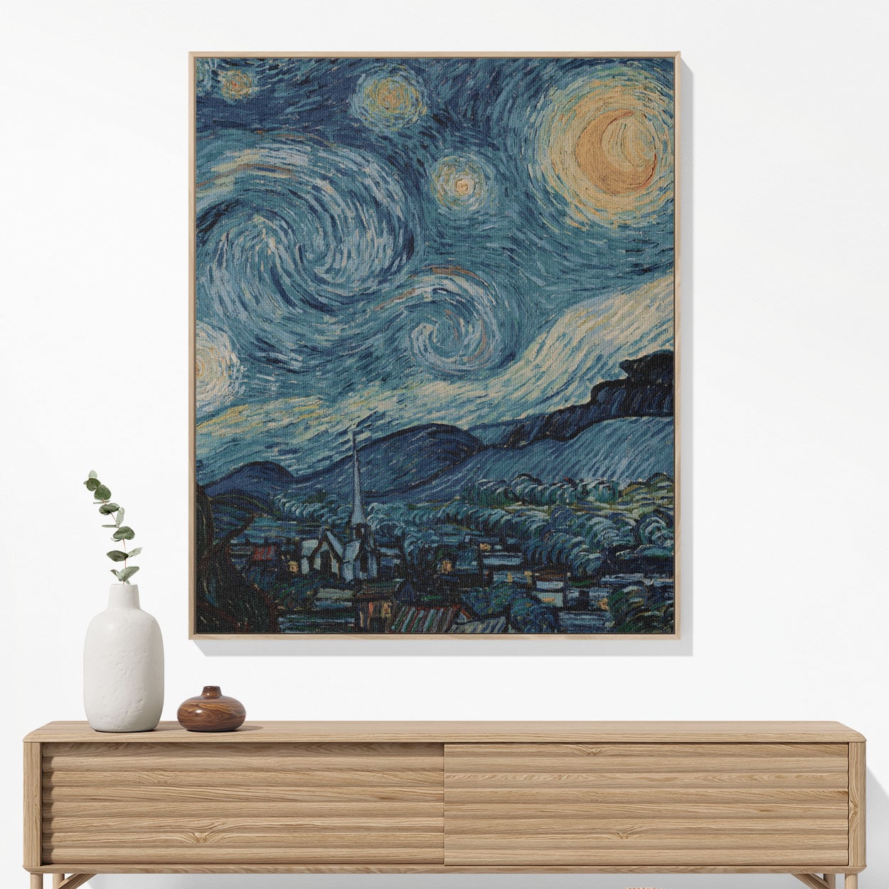 Abstract Night Sky Painting Woven Blanket Hanging on a Wall as Framed Wall Art