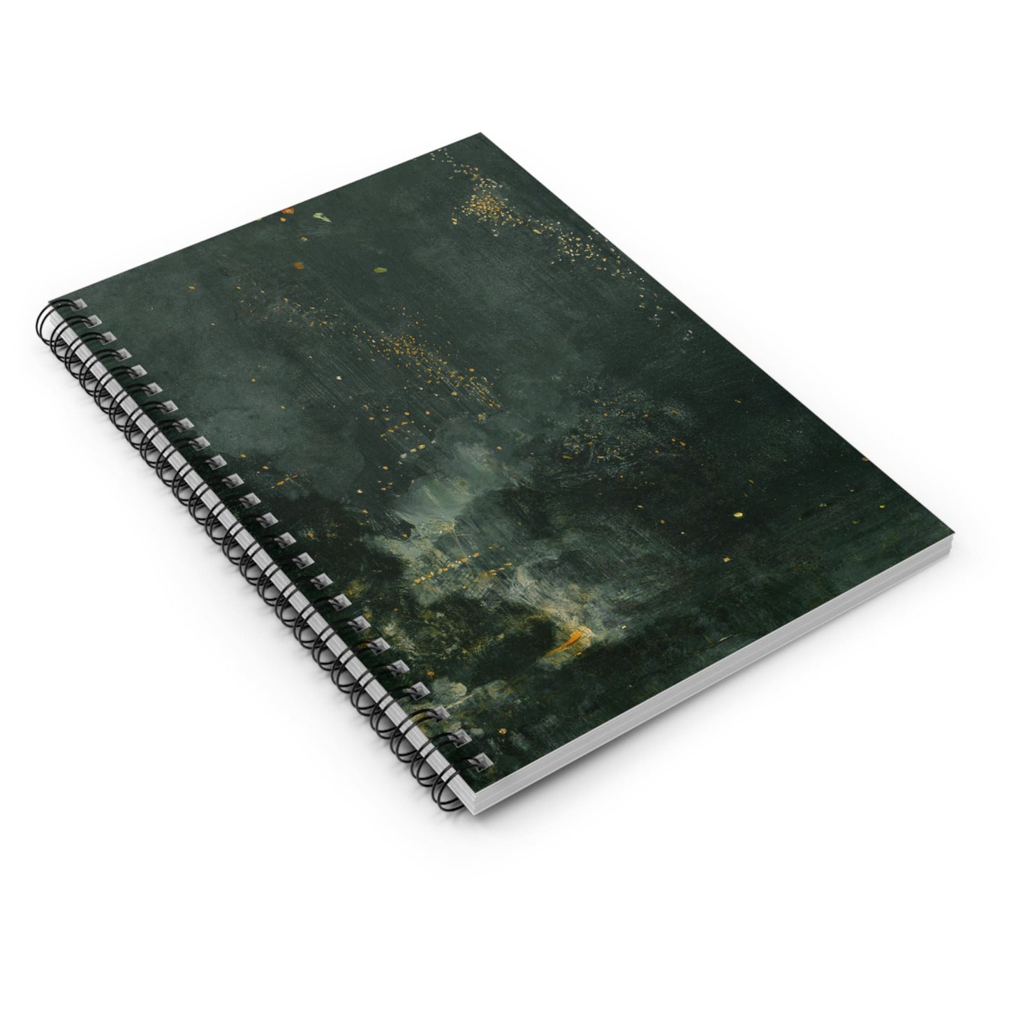 Abstract Spiral Notebook Laying Flat on White Surface