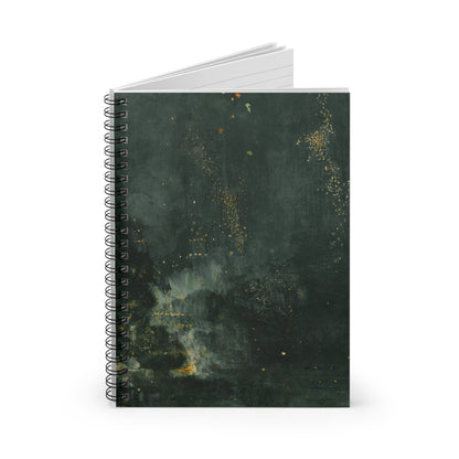 Abstract Spiral Notebook Standing up on White Desk