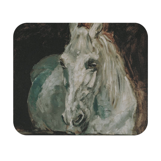 White Horse Mouse Pad featuring abstract painting art, perfect for desk and office decor.