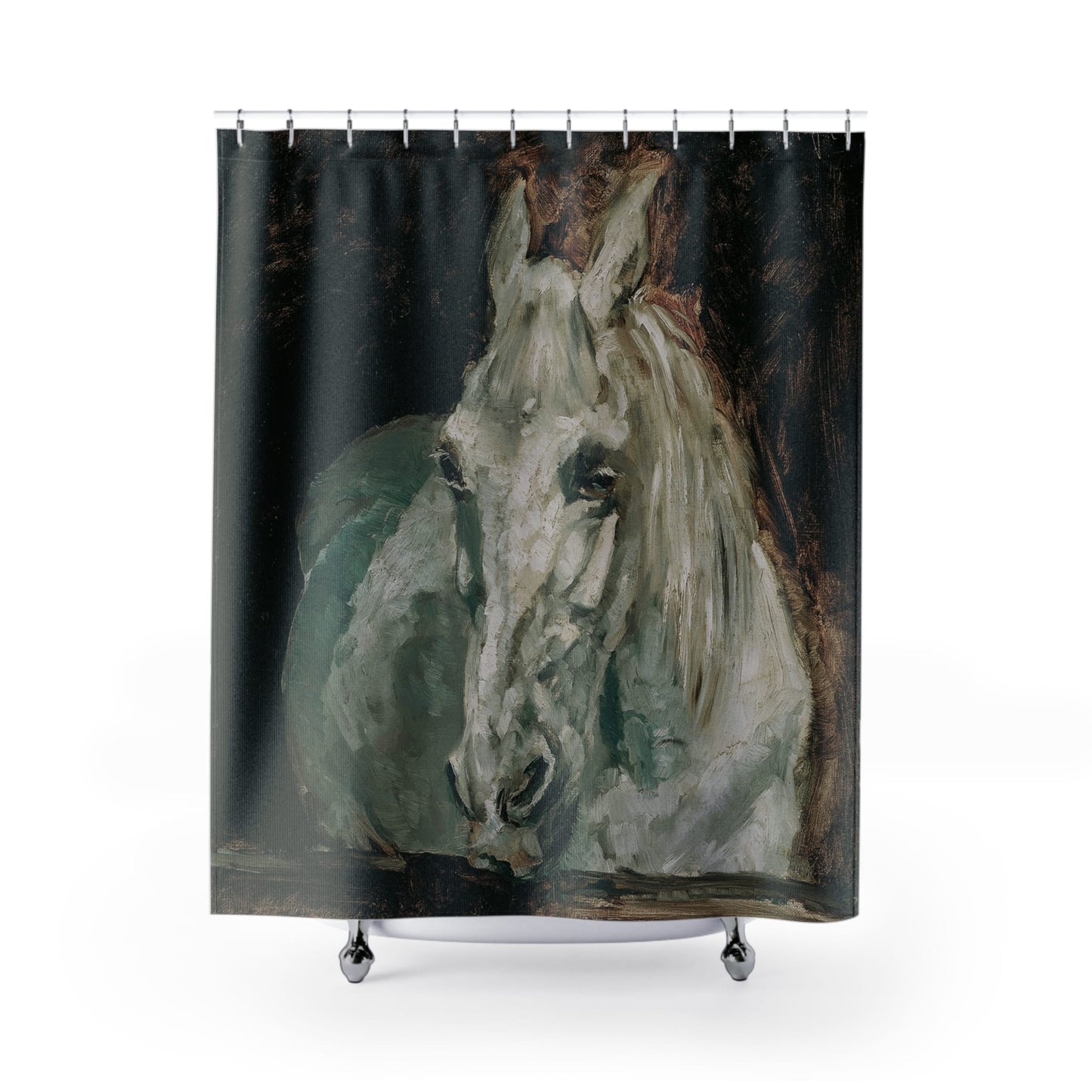 Abstract Wild Animal Shower Curtain, Animal Shower Curtains, Horse in a Stable Shower Curtain