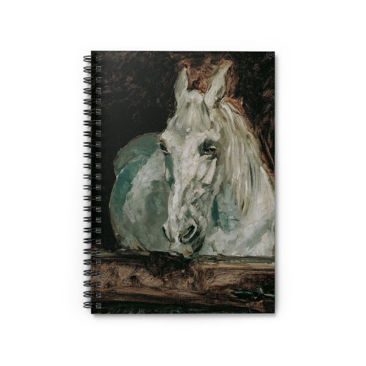 White Horse Notebook with Abstract Painting cover, ideal for journaling and planning, featuring an abstract painting of a white horse.