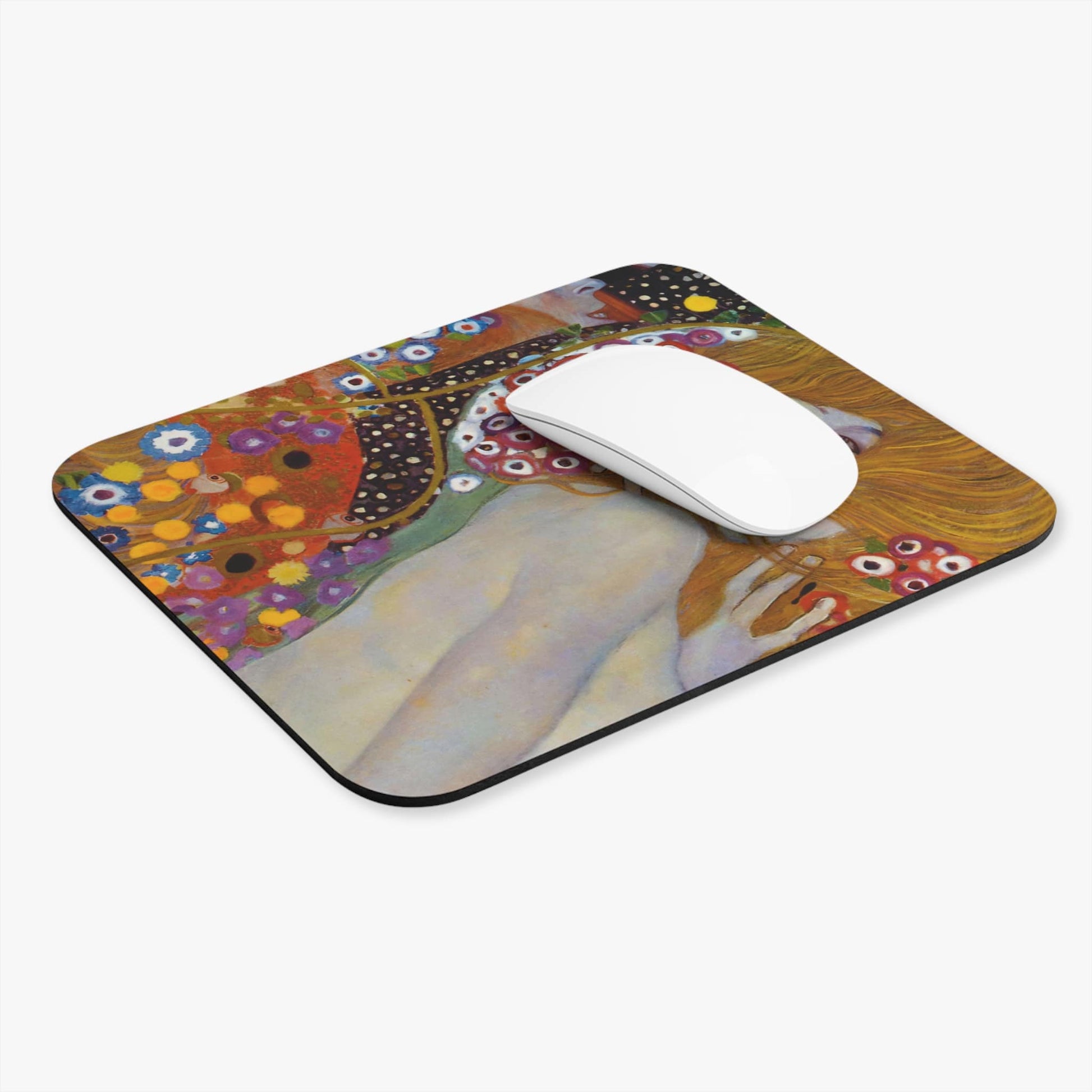 Abstract Women and Flowers Computer Desk Mouse Pad With White Mouse