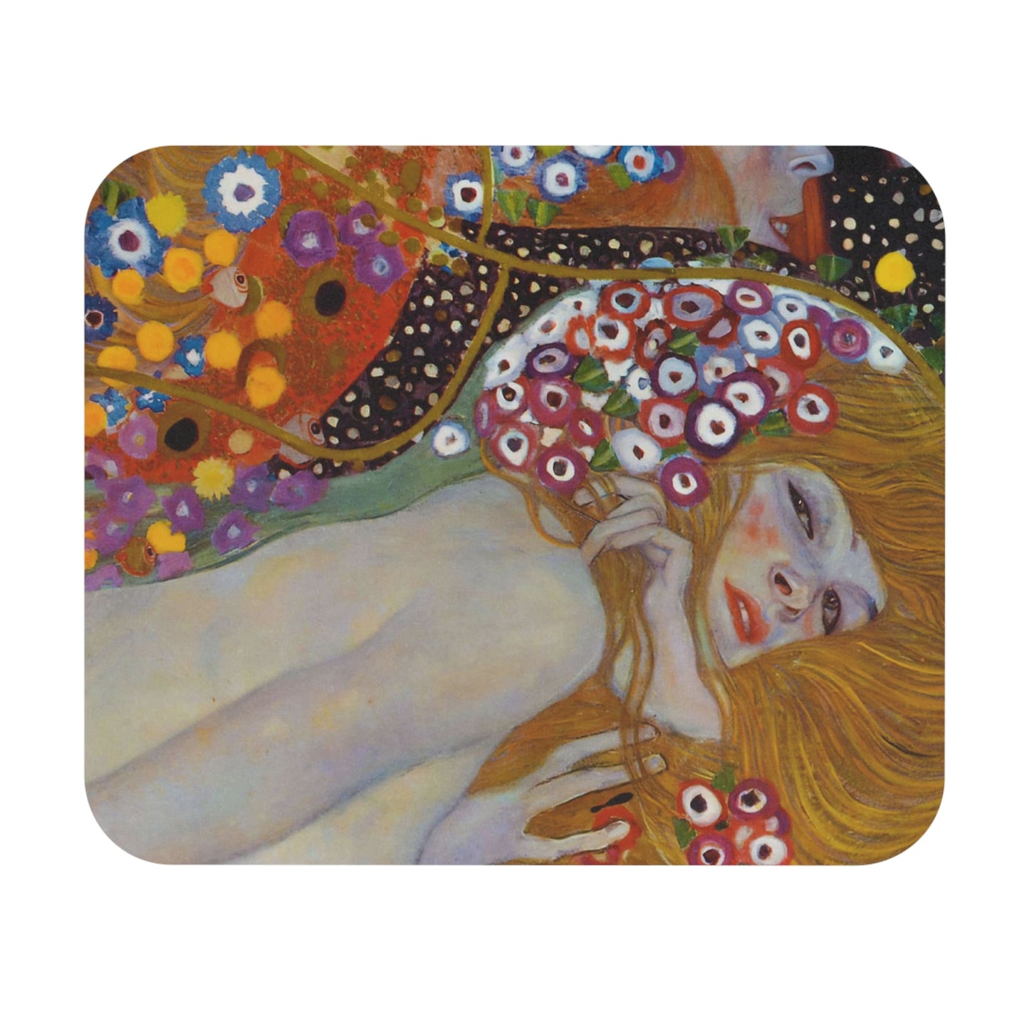 Art Nouveau Mouse Pad showcasing flowers art, ideal for desk and office decor.