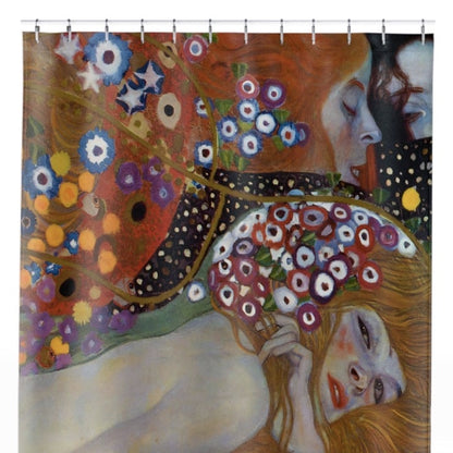 Abstract Women and Flowers Shower Curtain Close Up, Art Nouveau Shower Curtains