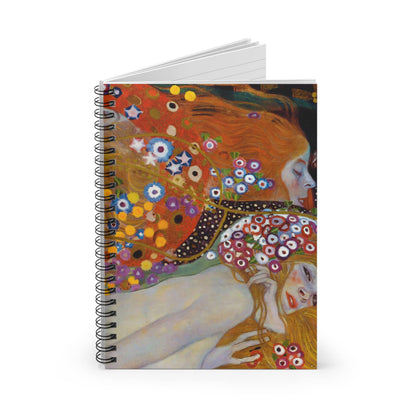 Abstract Women and Flowers Spiral Notebook Standing up on White Desk
