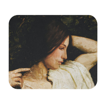 Aesthetic Female Portrait Mouse Pad showcasing dark hair girl art, ideal for desk and office decor.