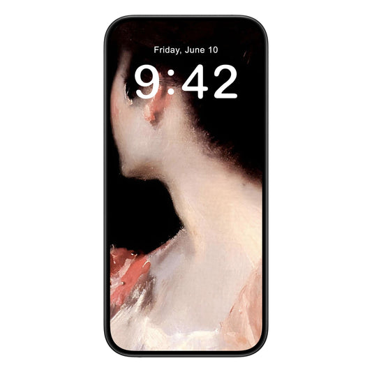 Aesthetic Female phone wallpaper background with gilded age fashion design shown on a phone lock screen, instant download available.