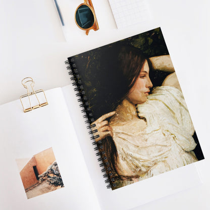 Aesthetic Female Portrait Spiral Notebook Displayed on Desk