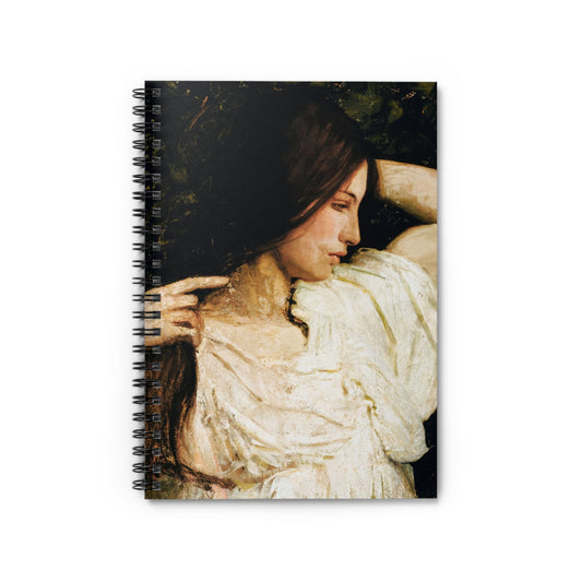 Aesthetic Female Portrait Notebook with Dark Hair Girl cover, perfect for journaling and planning, featuring a dark-haired girl portrait.