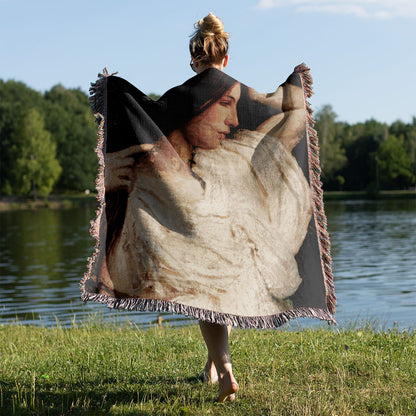 Aesthetic Female Portrait Held on a Woman's Back Outside