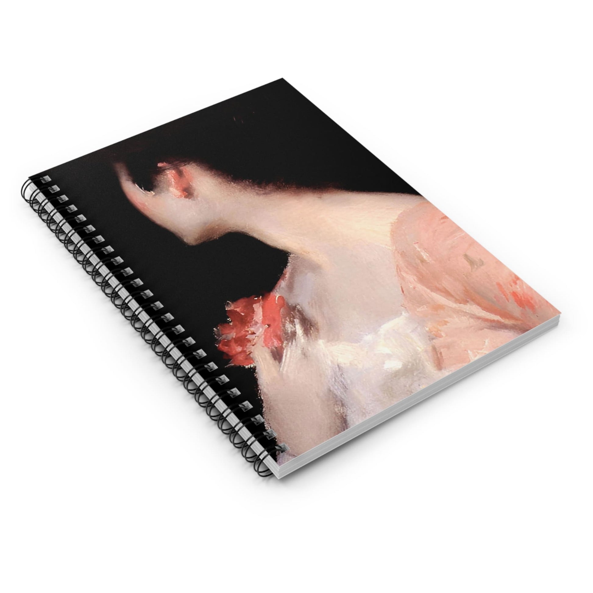 Aesthetic Female Spiral Notebook Laying Flat on White Surface