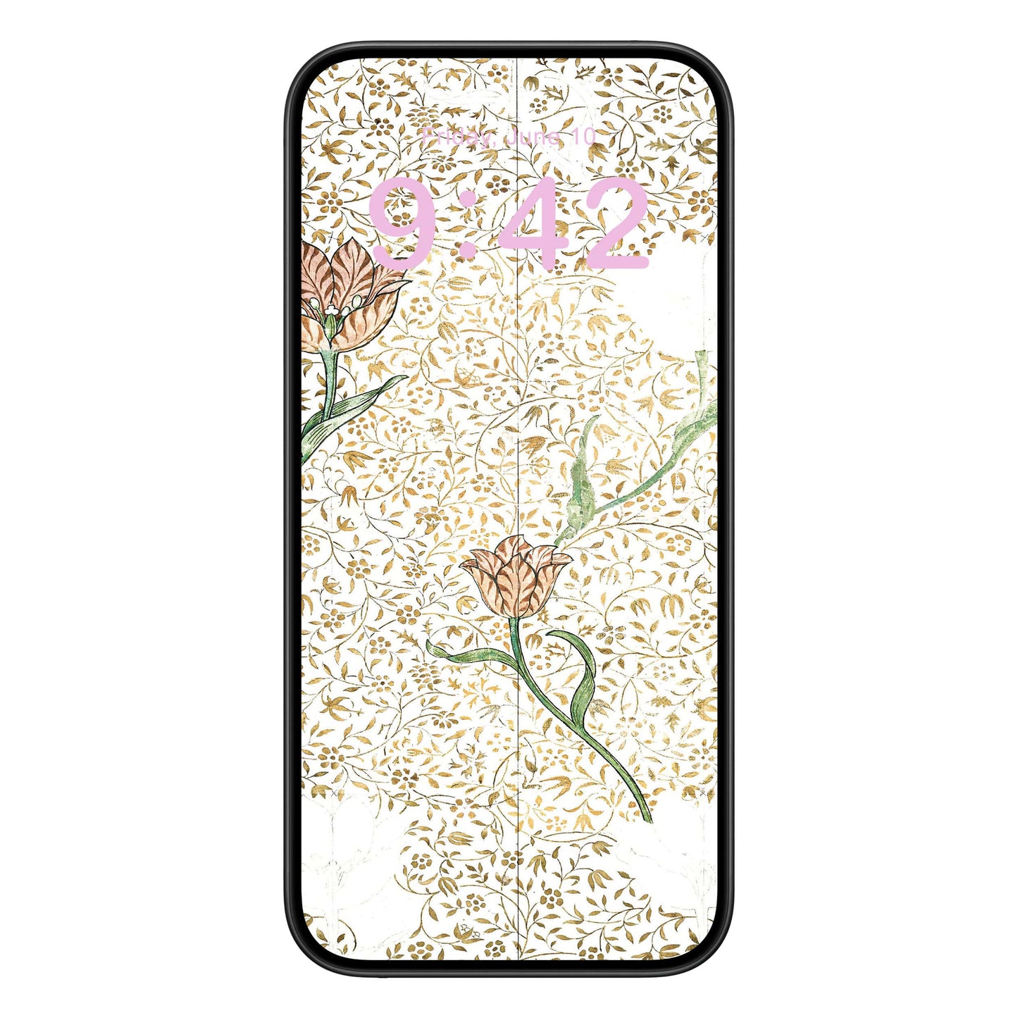 Aesthetic Floral Phone Wallpaper Pink Text