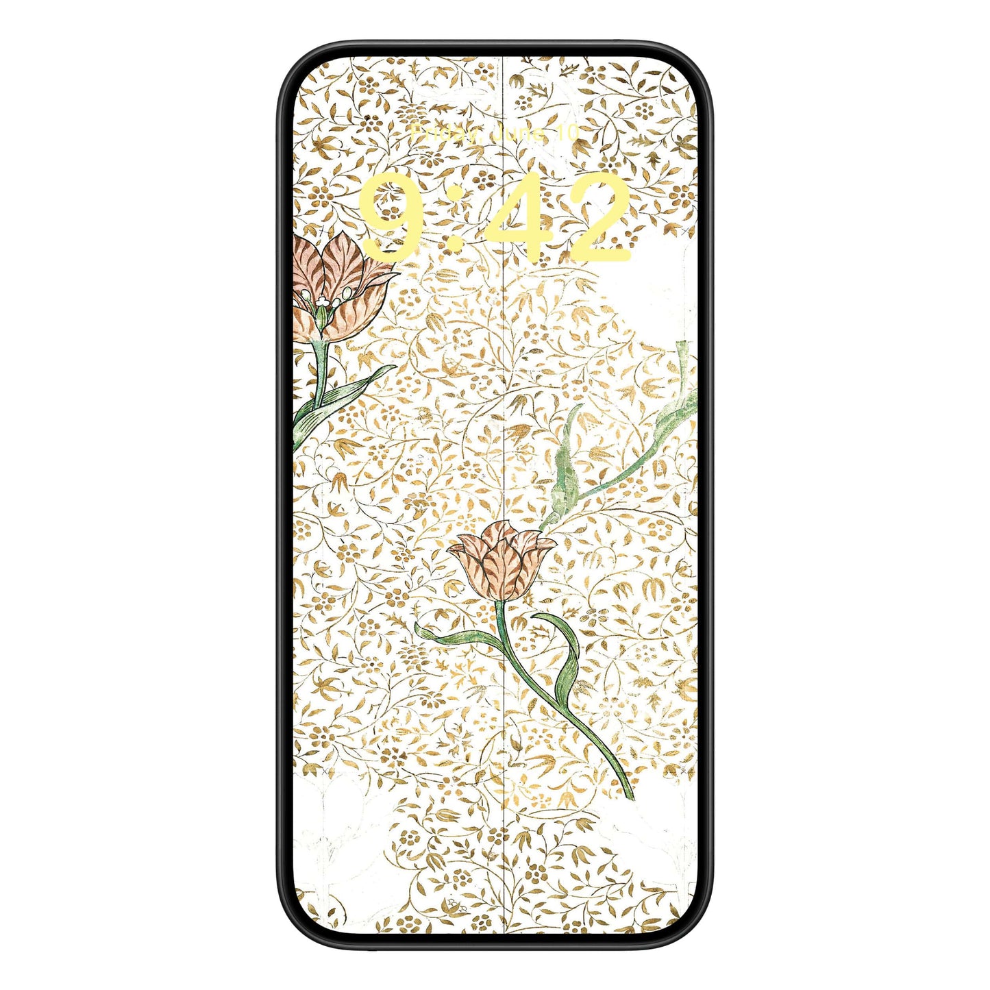Aesthetic Floral Phone Wallpaper Yellow Text