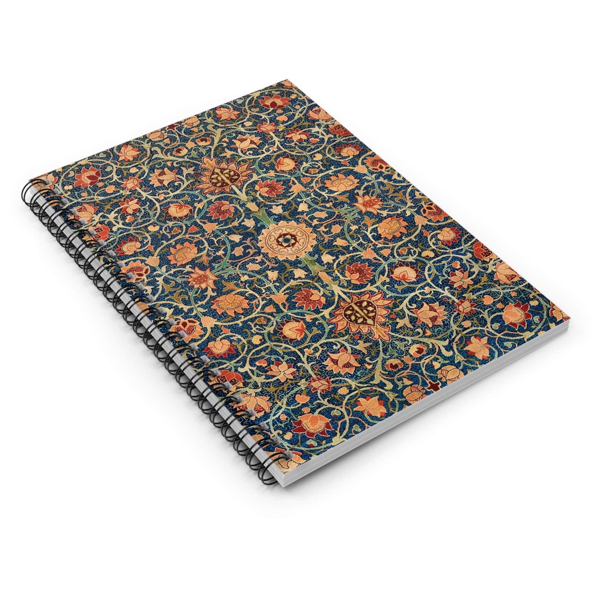 Aesthetic Floral Spiral Notebook Laying Flat on White Surface