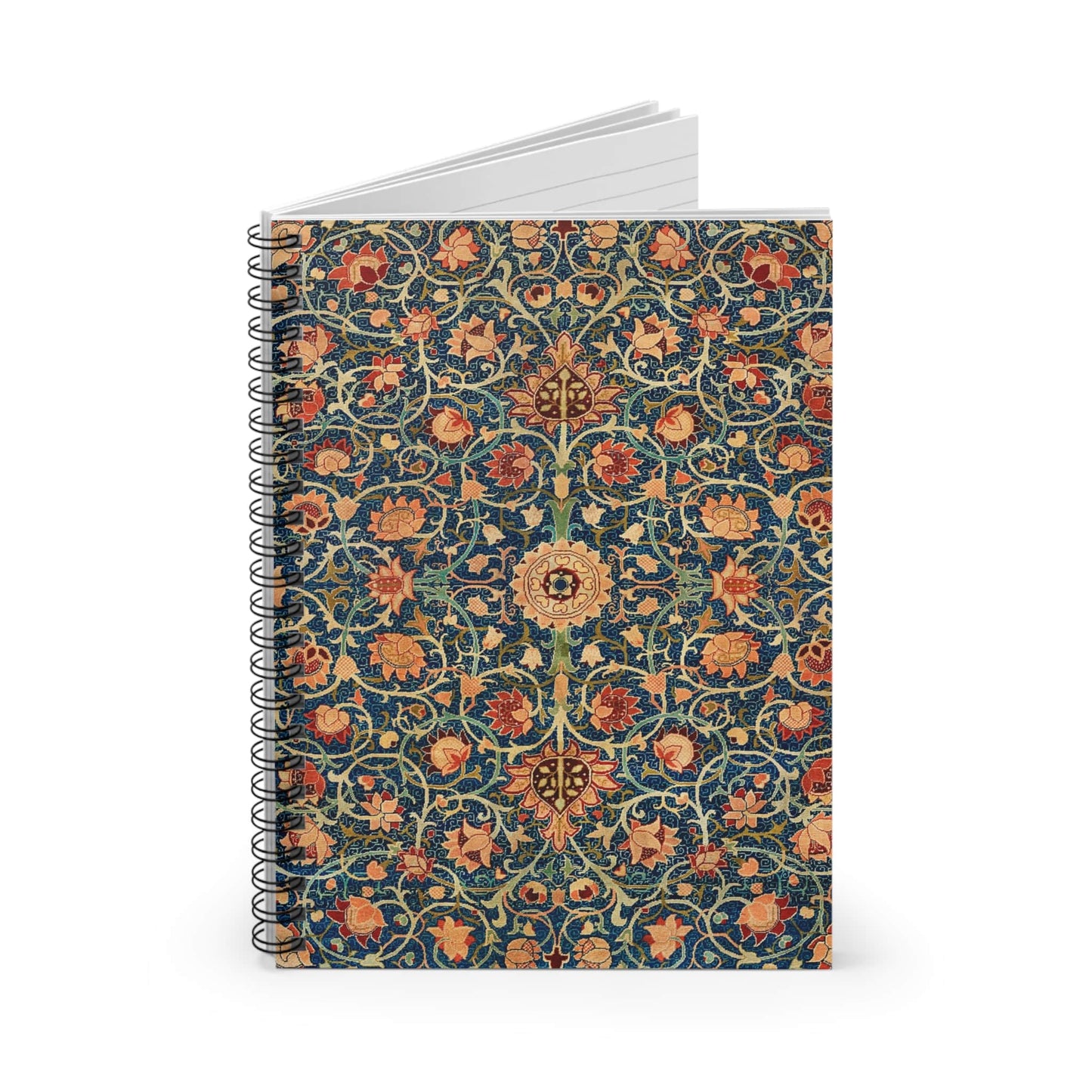 Aesthetic Floral Spiral Notebook Standing up on White Desk