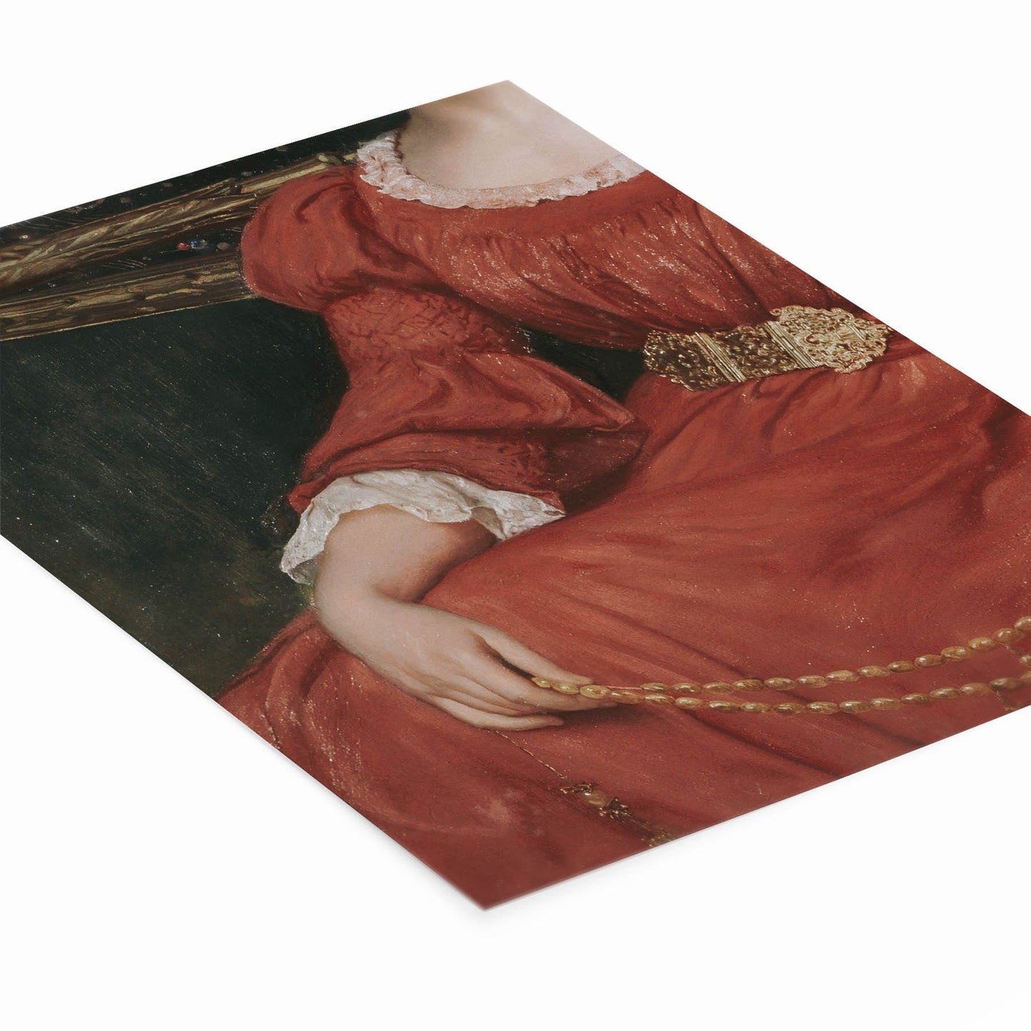 Woman in the Red Dress Painting Laying Flat on a White Background