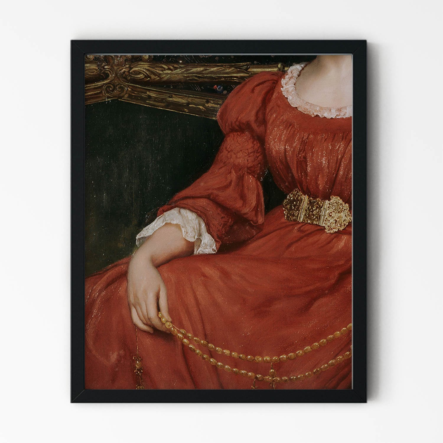 Woman in the Red Dress Painting in Black Picture Frame