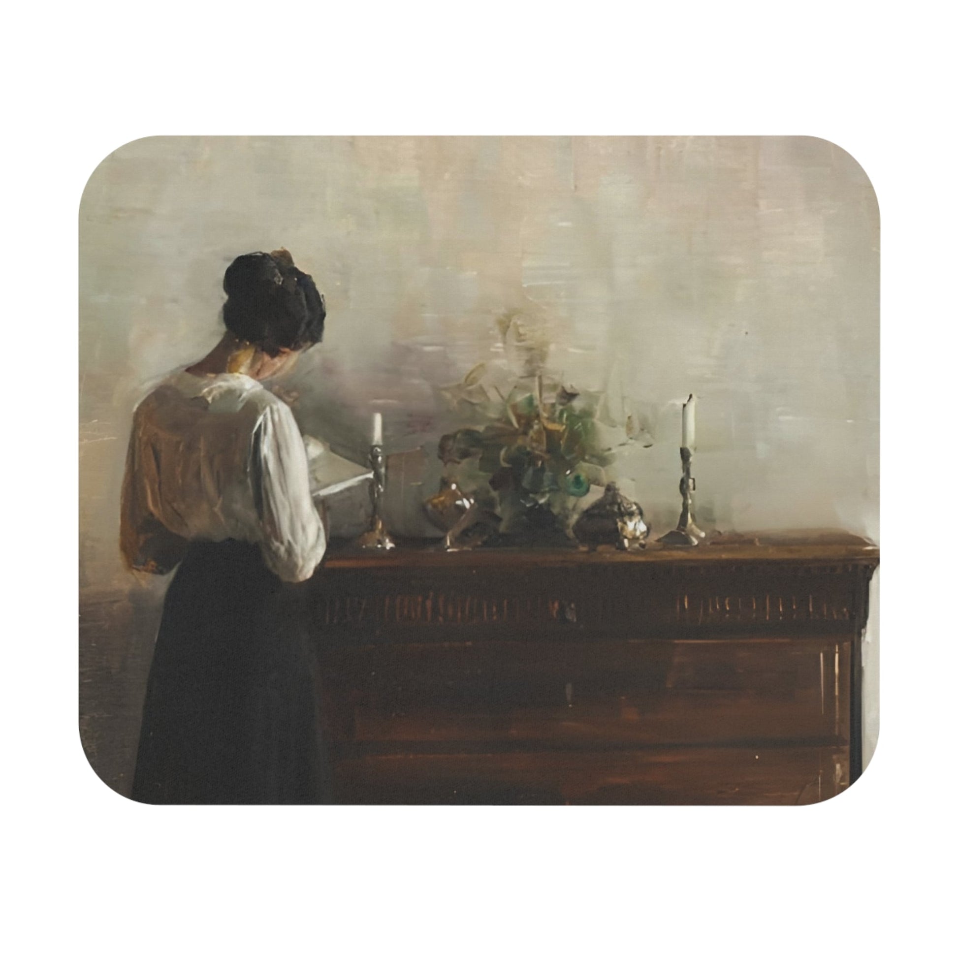 Victorian Aesthetic Mouse Pad featuring a woman reading design, perfect for desk and office decor.