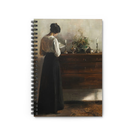 Victorian Aesthetic Notebook with Woman Reading cover, perfect for journaling and planning, featuring a Victorian woman reading.