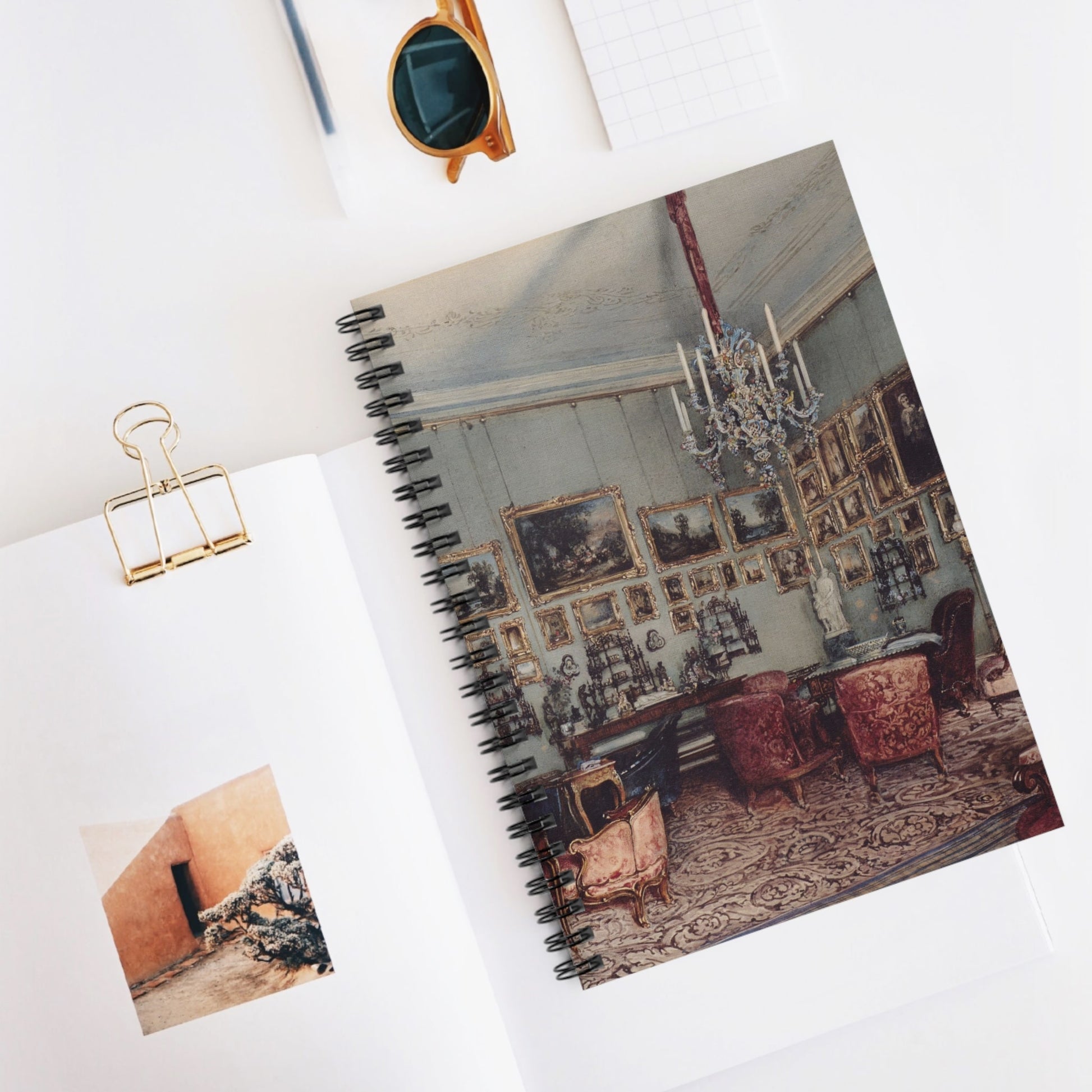 Aesthetic Victorian Spiral Notebook Displayed on Desk